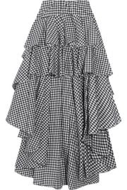 Caroline Constas   Giulia asymmetric ruffled gingham cotton skirt at Net A Porter