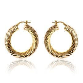 Caroline Large 18k gold plated twisted hoops Gemma Azzurro at Gemma Azzurro