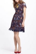 Caroline's floral dress at Anthropologie