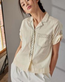 Caron Callahan Johan Cotton Voile Shirt - Cream Garmentory at Garmentory