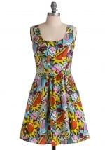 Carrie's comic print dress at Modcloth