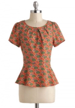 Carrie's tree print top on TCD at Modcloth