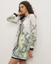 Carstowe Scarf-Print Mini Dress in Light Green Pistachio Multi at Veronica Beard