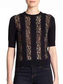 Carven - Wool Lace-Panel Sweater at Saks Fifth Avenue