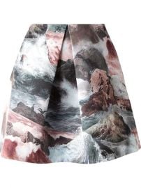 Carven Front Pleat Ocean Print Skirt - Oand39 at Farfetch