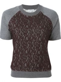 Carven Lace Panel Shortsleeved Sweatshirt  - Satand249 at Farfetch