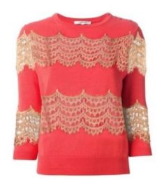 Carven Lace Panel Sweater at Farfetch