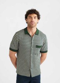 Casa Piccante Shirt Knitted Cotton Green Jacquard vert Percival Menswear at Pervical