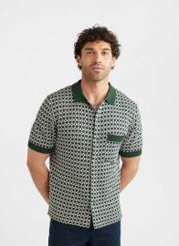 Casa Piccante Shirt Knitted Cotton Green Jacquard vert Percival Menswear at Percival