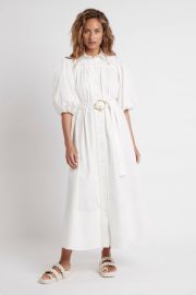 Casabianca Puff Sleeve Shirt Dress  Ivory at Aje