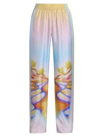 Casablanca Airbrushed Silk Wide Leg Trousers at Saks Fifth Avenue