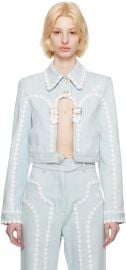 Casablanca Blue Cutout Arch Denim Jacket at ssense