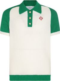 Casablanca Logo Patch Knitted Polo Shirt at Cettire