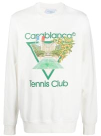 Casablanca Tennis Club-print Crew Neck Sweatshirt - at Farfetch