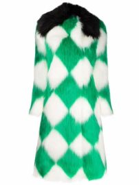 Casablanca diamond-check faux-fur Coat - at Farfetch