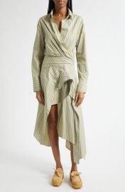 Cascade Stripe Long Sleeve Deconstructed Shirtdress at Nordstrom
