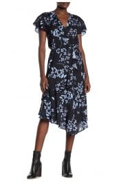 Cascading Ruffle Printed Midi Dress at Nordstrom Rack