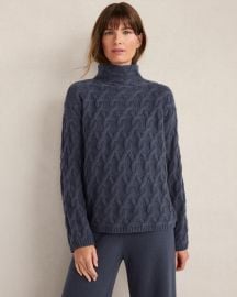 Cashmere Allover Cable Mockneck Sweater Haven Well Within at Talbots