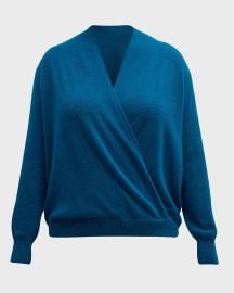 Cashmere Collection Plus Size Cashmere Faux Wrap Sweater at Neiman Marcus