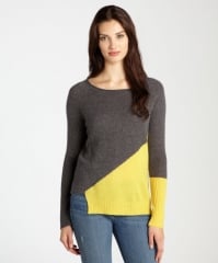 Cashmere Colorblock Cutout Hem Sweater at Bluefly