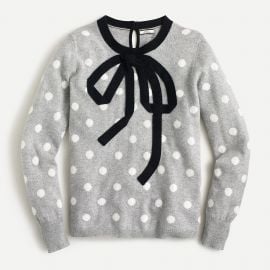 Cashmere Crewneck Sweater with Bow at J. Crew