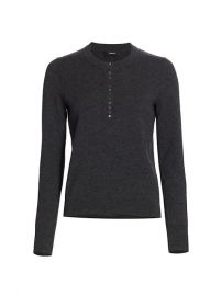 Cashmere Henley Sweater in Deep Charcoal by Theory at Saks Fifth Avenue