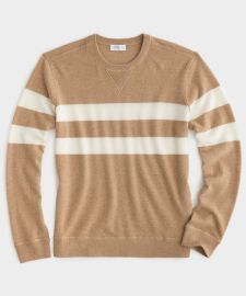 Cashmere Stripe Sweatshirt in Camel - Todd Snyder at Todd Snyder