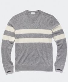 Cashmere Stripe Sweatshirt in Heather Grey - Todd Snyder at Todd Snyder