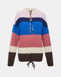 Cashmere Striped Mock Neck Pullover at Theory