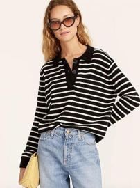 Cashmere collared sweater in stripe at J. Crew