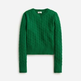 Cashmere shrunken cable knit crewneck sweater at J. Crew