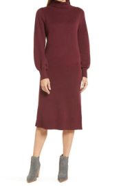 Caslon Double Knit Long Sleeve Turtleneck Sweater Dress at Nordstrom