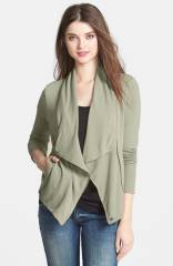 Caslonand174 Drape Neck Zip Cardigan in gren at Nordstrom