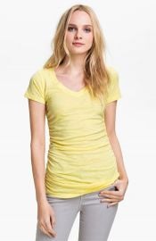 Caslonand174 Shirred V-Neck Tee in yellow at Nordstrom