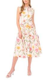 Cassie Floral Sleeveless Cotton Midi Shirtdress at Nordstrom