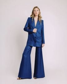 Cassin Blue Jacquard Long Jacket - Adriana Iglesias at Adriana Iglesias