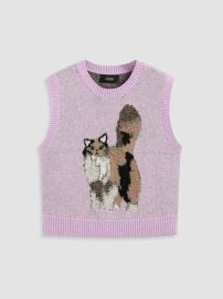 Cat Pattern Knitted Vest - at Cider