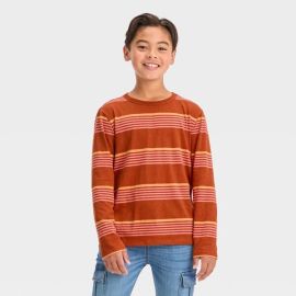 Cat and Jack at Target Long Sleeve Multi Striped T Shirt Dark Orange at Target