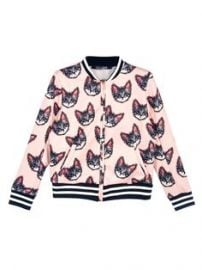 Cat print bomber jacket at Choies