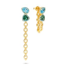 Catena Double Stone Long Enamel Earring - Nadine Aysoy at Nadine Aysoy