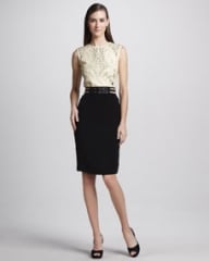 Catherine Deane Leather-Top Combo Cocktail Dress at Neiman Marcus