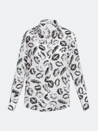 Catherine Gee Daria French Cuff Lip Print Blouse Verishop at Verishop