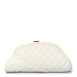 Caviar Quilted Timeless Clutch White at Fashionphile