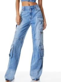 Cay Baggy Cargo Jeans In Brea Blue Alice And Olivia at Alice + Olivia