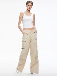 Cay Baggy Cargo Linen Pant In Natural Alice And Olivia at Alice + Olivia