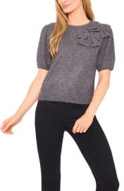 CeCe Bow Detail Puff Sleeve Sweater at Nordstrom