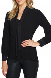 CeCe Chiffon Tie Neck Knit Top at Nordstrom