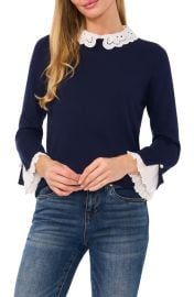 CeCe Contrast Trim Sweater at Nordstrom