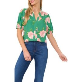 CeCe Floral Print Ruffle Top at Nordstrom