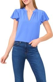 CeCe Flutter Sleeve V-Neck Top at Nordstrom